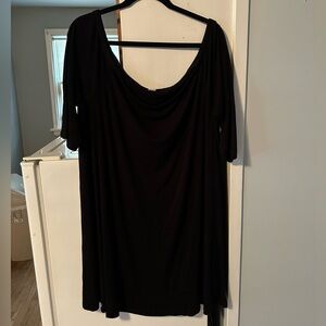 Old Navy Black Ribbed Off the Shoulder Dress